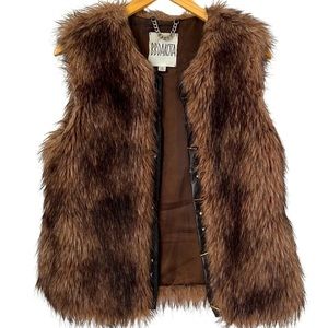 BB Dakota Chocolate Faux Fur Vest Size M